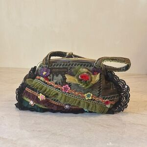 Real French Tapestry Ruffle Floral Bag – One of a Kind, Never Used, Romantic